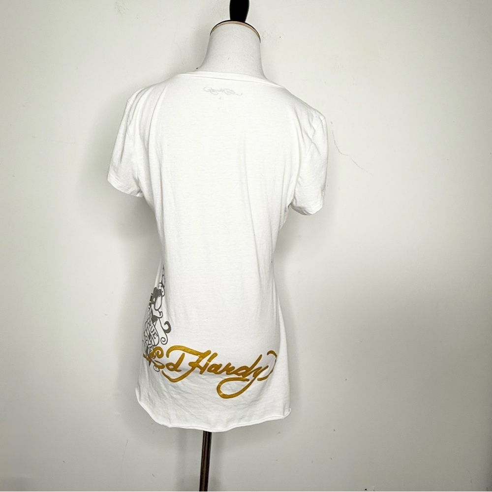 Ed Hardy Vintage Women's White Graphic Mini Dress y2k - Picture 3 of 9